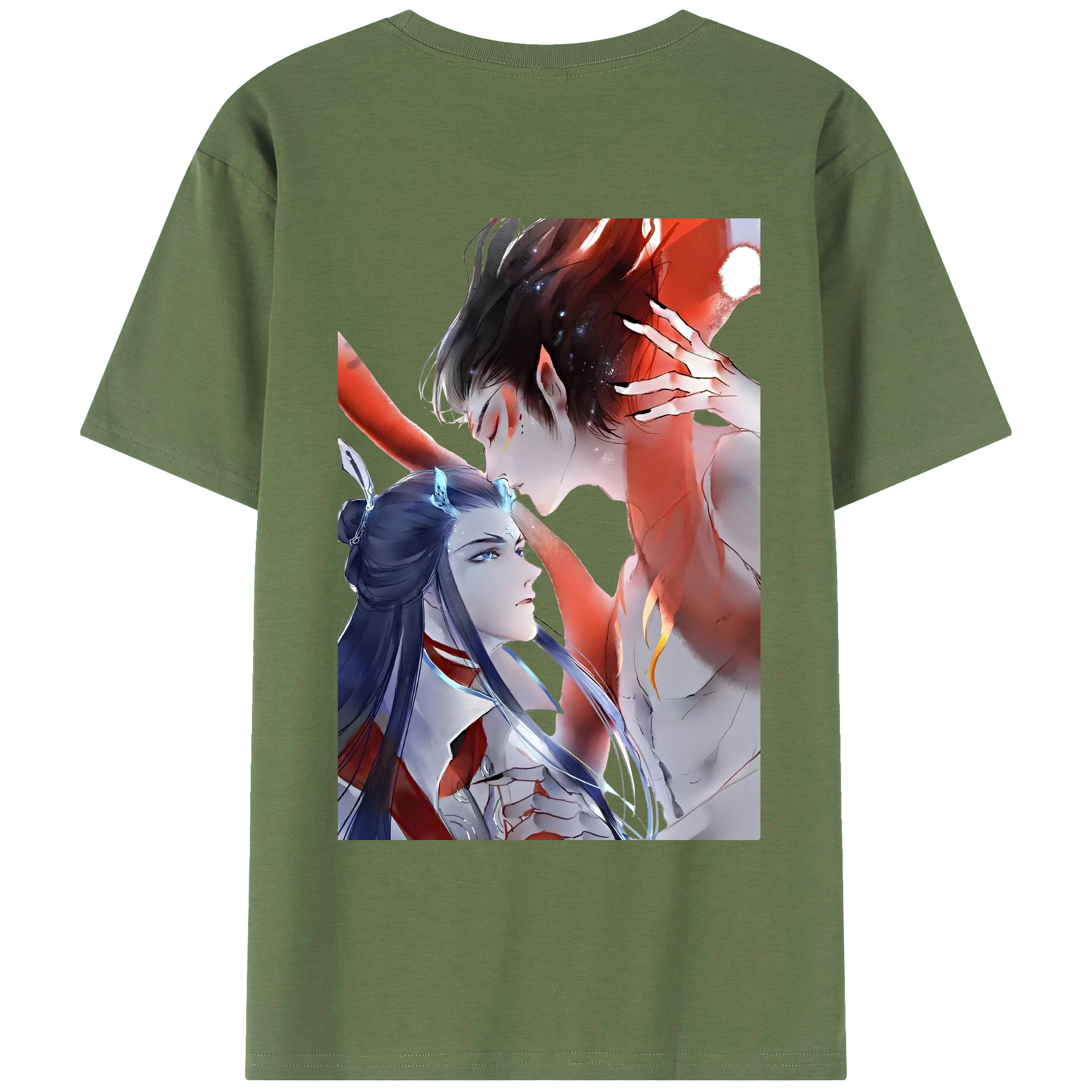 （画像用） Ne Zha 2 ナタ 魔童の大暴れ 綿100％ メンズ半袖Tシャツ（バックプリント） 通気性